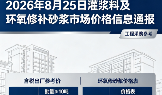 江口2026年8月25日灌浆料及环氧修补砂浆市场价格信息通报